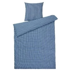 Juna Bæk & Bølge Vuodevaatteet 150x210 + 50x60 Cm, Tummansininen / Valkoinen