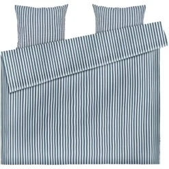 Juna Bæk & Bølge Lines Vuodevaatteet 220x220 Cm, Tummansininen / Valkoinen