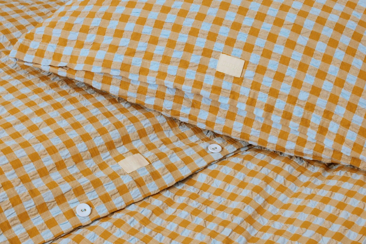 Juna Bæk&Bølge Vuodevaatteet 220x220 + 50x60 Cm, Hiekanväriset / Vaaleansiniset 4 Juna Bæk&Bølge Vuodevaatteet 220x220 + 50x60 Cm, Hiekanväriset / Vaaleansiniset - Image 2