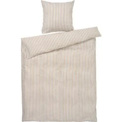 Juna Bæk & Bølge Lines Vuodevaatteet 140x200 Cm, Sand / Valkoinen