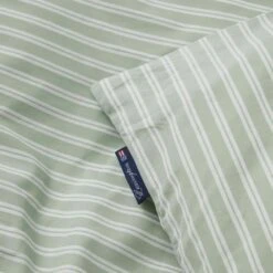 Lexington Striped Cotton Poplin Pussilakana Vihreä/Valkoinen, 150x210 Cm -Mille Notty lexington green white striped cotton poplin duvet cover 2