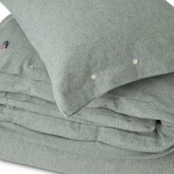 Lexington Striped Cotton Flannel Vuodesetti Vihreä, 220x220 + 50x60 Cm -Mille Notty lexington striped cotton flannel bed set 150x210 gn off wh 1