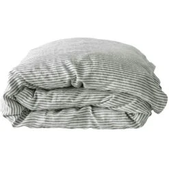 Raidallinen Pussilakana Pellava Harmaa/Valkoinen, 240x220 Cm